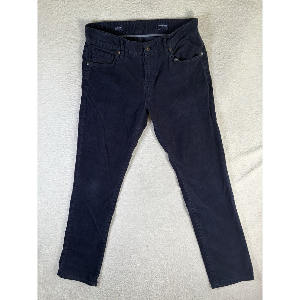 7 Diamonds Clifton Pants Mens 30x32 Blue Corduroy Slim Performance Stretch